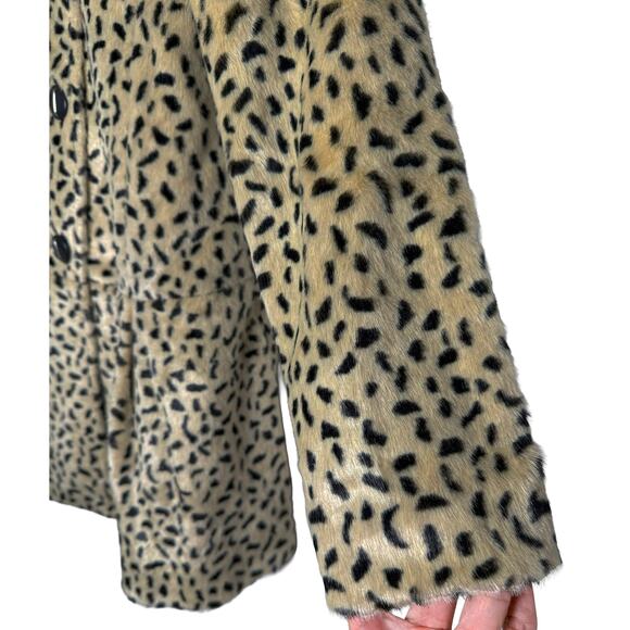 Free People Women's Double Breasted Leopard Print Faux Fur Swing Coat VGUC 8 - Picture 6 of 12